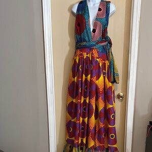 Women's African Print Maxi Dresses Ankara Multi Color Dress for Women